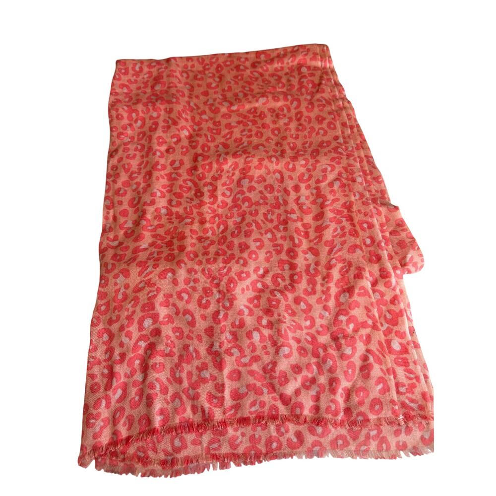 Large Lightweight Travel Scarf Coral Leopard Print